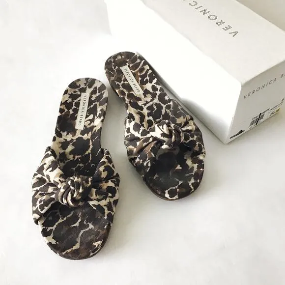 VERONICA BEARD 'Etra' Knotted leopard Flat Sandals - Size US 9.5