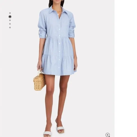 Veronica Beard  Multi Blue Stripe Jemila Mini Shirt Dress Size M