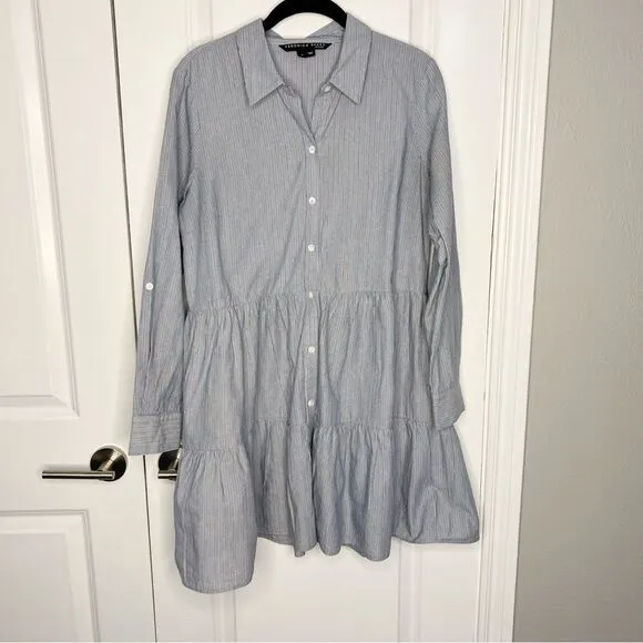 Veronica Beard  Multi Blue Stripe Jemila Mini Shirt Dress Size M
