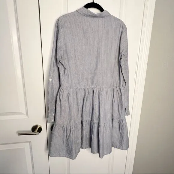 Veronica Beard  Multi Blue Stripe Jemila Mini Shirt Dress Size M