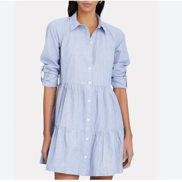 Veronica Beard  Multi Blue Stripe Jemila Mini Shirt Dress Size M