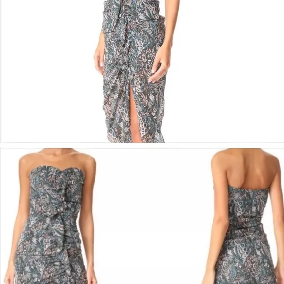Veronica beard Multicolor bonemianRuched Strapless Maxi