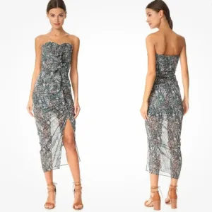 Veronica beard Multicolor bonemianRuched Strapless Maxi