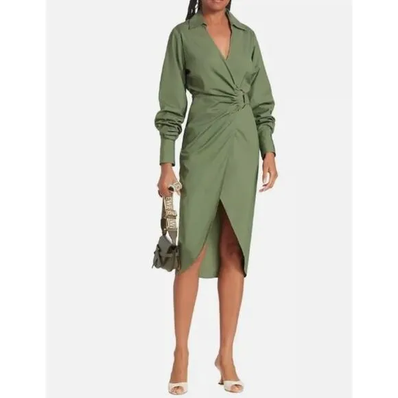 Veronica Beard Women's Afton Dress Midi Long Sleeve Dress 0 NWT 498 Green