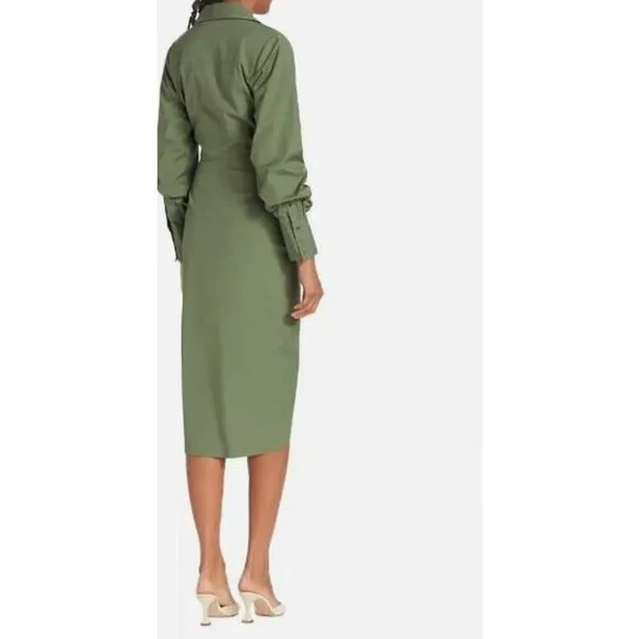 Veronica Beard Women's Afton Dress Midi Long Sleeve Dress 0 NWT 498 Green