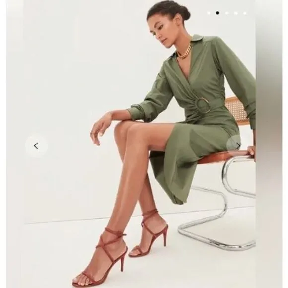 Veronica Beard Women's Afton Dress Midi Long Sleeve Dress 0 NWT 498 Green