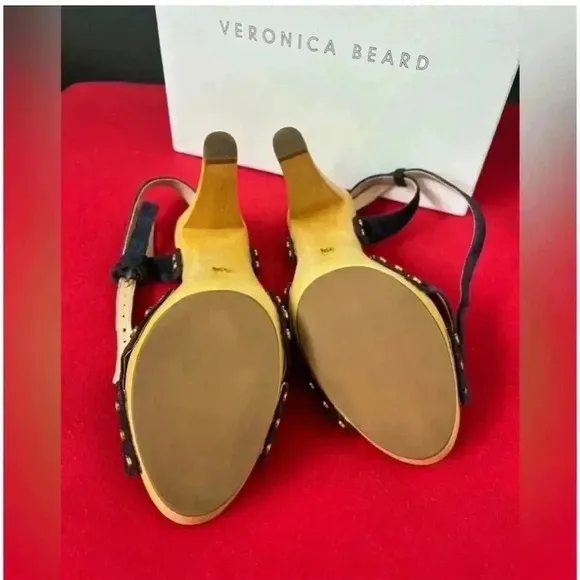 Veronica Beard Women's Blue Slingback Sandals Size 8 Crisscross Ankle Strap