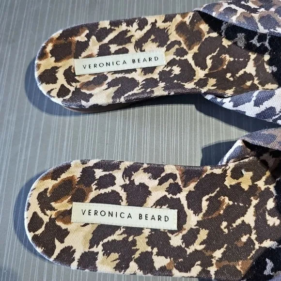 Veronica Beard Women’s Etra Leopard-Print‎ Knot Flat Sandals size 7.5M NWOT $275