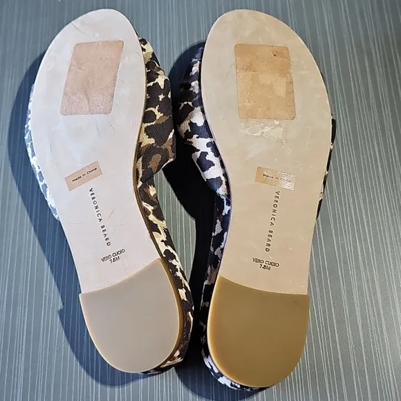 Veronica Beard Women’s Etra Leopard-Print‎ Knot Flat Sandals size 7.5M NWOT $275