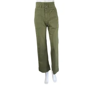 Veronica Beard Women's Marley Wide Leg Jeans Layered High Rise Green Sz 24