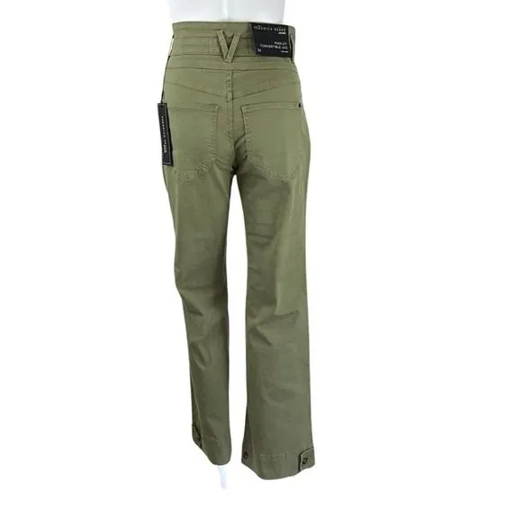 Veronica Beard Women's Marley Wide Leg Jeans Layered High Rise Green Sz 24