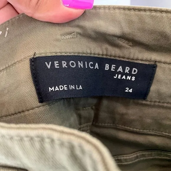 Veronica Beard Women's Marley Wide Leg Jeans Layered High Rise Green Sz 24