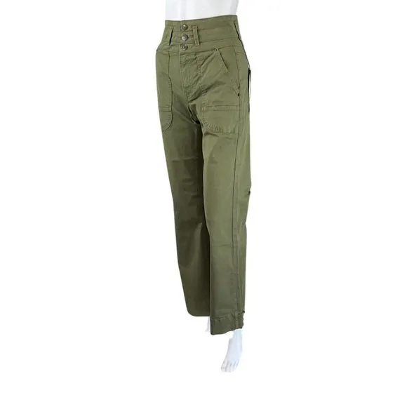 Veronica Beard Women's Marley Wide Leg Jeans Layered High Rise Green Sz 24