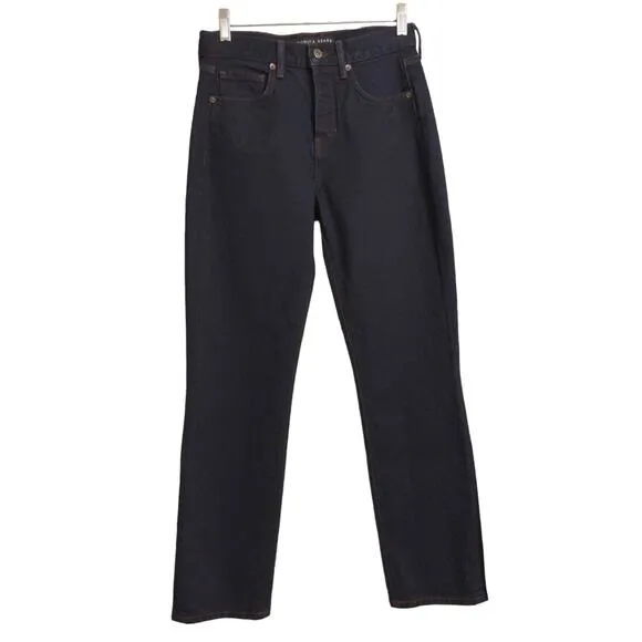 Veronica Beard Womens Ryleigh Straight Leg Jeans Blue Dark Wash High Rise 00 New