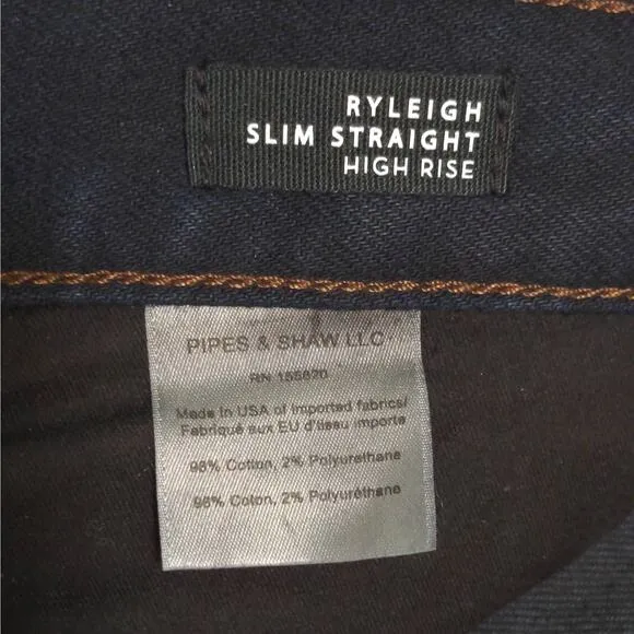 Veronica Beard Womens Ryleigh Straight Leg Jeans Blue Dark Wash High Rise 00 New