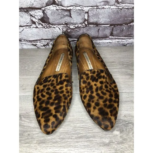 VERONICA BEARD Griffin Leopard Real Calf Fur Loafers Shoes Women Sz 41EU/10.5M