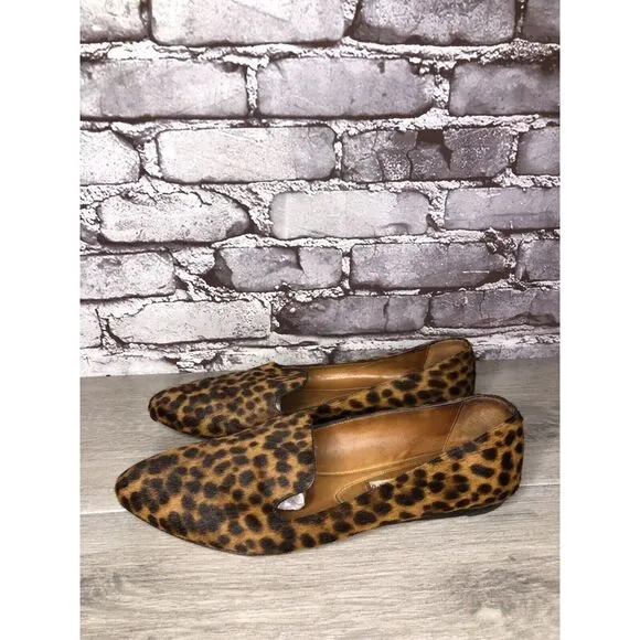 VERONICA BEARD Griffin Leopard Real Calf Fur Loafers Shoes Women Sz 41EU/10.5M