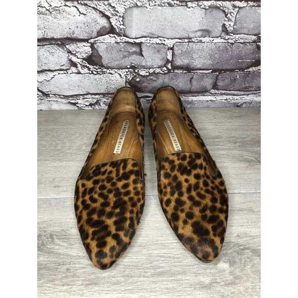 VERONICA BEARD Griffin Leopard Real Calf Fur Loafers Shoes Women Sz 41EU/10.5M