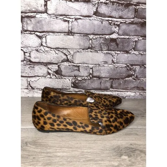 VERONICA BEARD Griffin Leopard Real Calf Fur Loafers Shoes Women Sz 41EU/10.5M