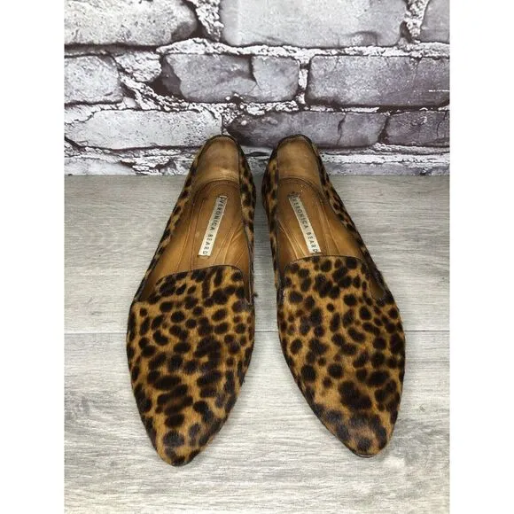 VERONICA BEARD Griffin Leopard Real Calf Fur Loafers Shoes Women Sz 41EU/10.5M