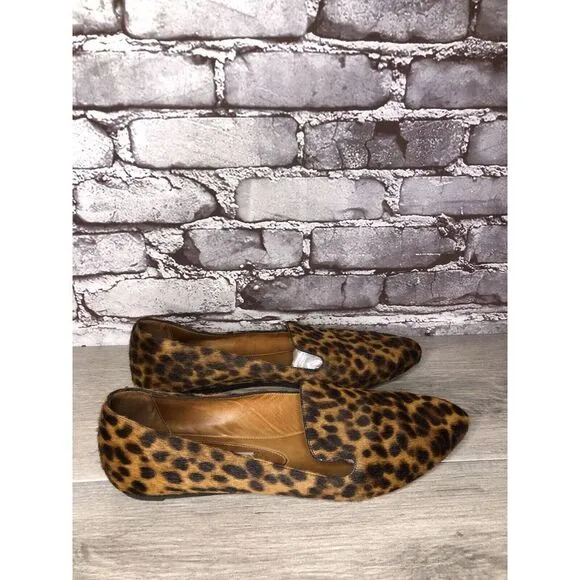 VERONICA BEARD Griffin Leopard Real Calf Fur Loafers Shoes Women Sz 41EU/10.5M
