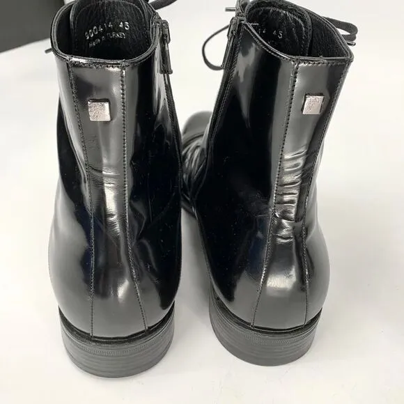 VERSACE ankle boots loafers patent leather black lace up 45 eur or 11 11.5 usa