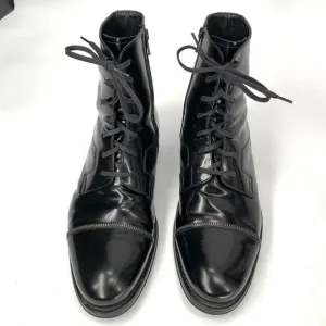 VERSACE ankle boots loafers patent leather black lace up 45 eur or 11 11.5 usa