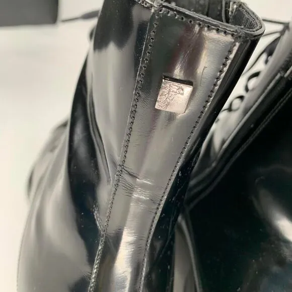 VERSACE ankle boots loafers patent leather black lace up 45 eur or 11 11.5 usa