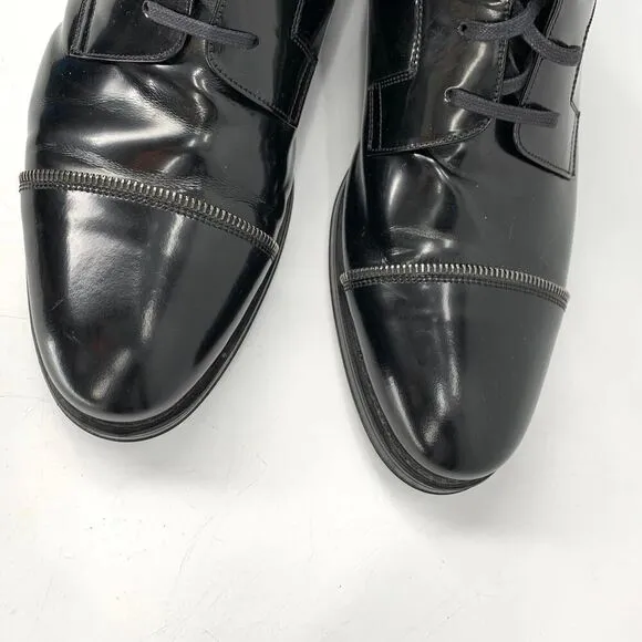 VERSACE ankle boots loafers patent leather black lace up 45 eur or 11 11.5 usa