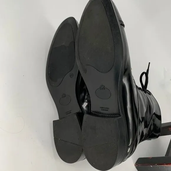 VERSACE ankle boots loafers patent leather black lace up 45 eur or 11 11.5 usa