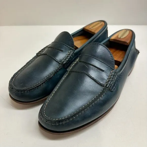 VERY GOOD Quoddy True Penny Loafers Blue Leather UNWORN HEELS Made in USA 9.5