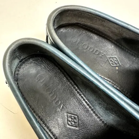VERY GOOD Quoddy True Penny Loafers Blue Leather UNWORN HEELS Made in USA 9.5
