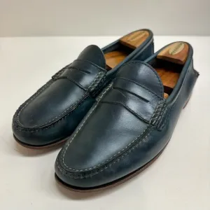 VERY GOOD Quoddy True Penny Loafers Blue Leather UNWORN HEELS Made in USA 9.5