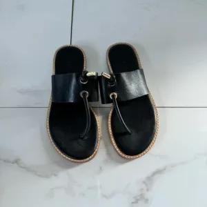 Vince Caelan Black Leather Slip-On Flat Sandals Women's Size 6