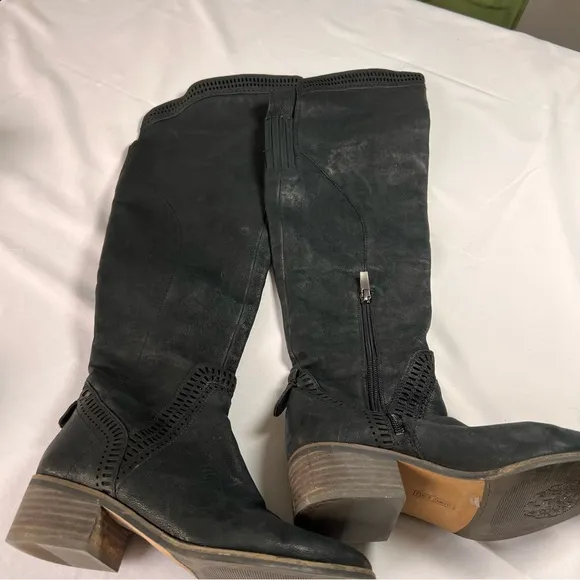 Vince Camuto Black Leather Over The Knee High Heel Boots Size 7