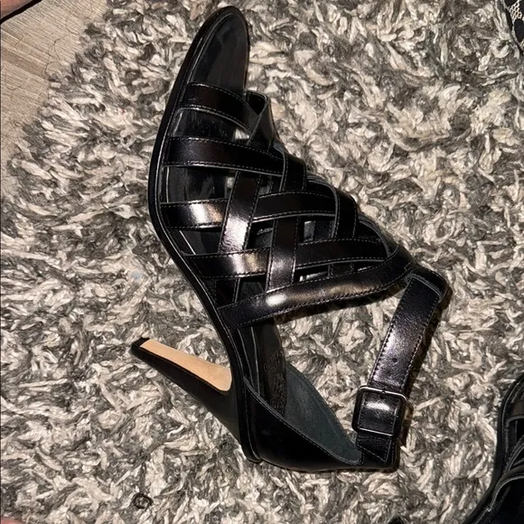 Vince Camuto Black Patent Leather High-Heeled Sandals
