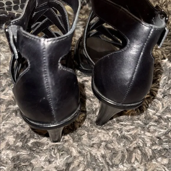 Vince Camuto Black Patent Leather High-Heeled Sandals