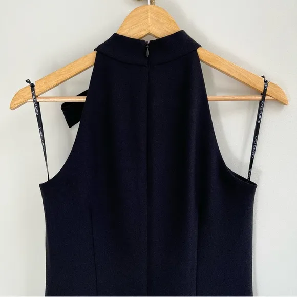 [vince camuto] bow high neck halter tie mini shift cocktail dress black 2
