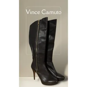 Vince Camuto Brown Leather Emilian Platform Hi Heel Knee High Boots Size 8.5