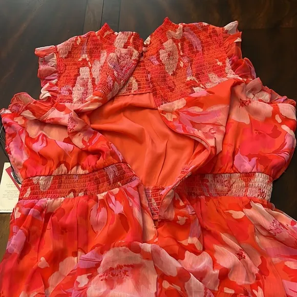 Vince Camuto Floral-Print Smocked Maxi Dress.