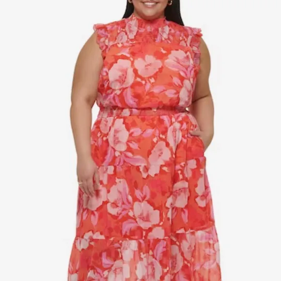 Vince Camuto Floral-Print Smocked Maxi Dress.