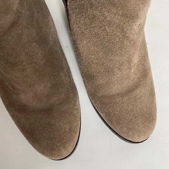 Vince Camuto Hessa Boots Suede Slip On Chelsea Ankle Ombre Heel Tan Size 8.5B