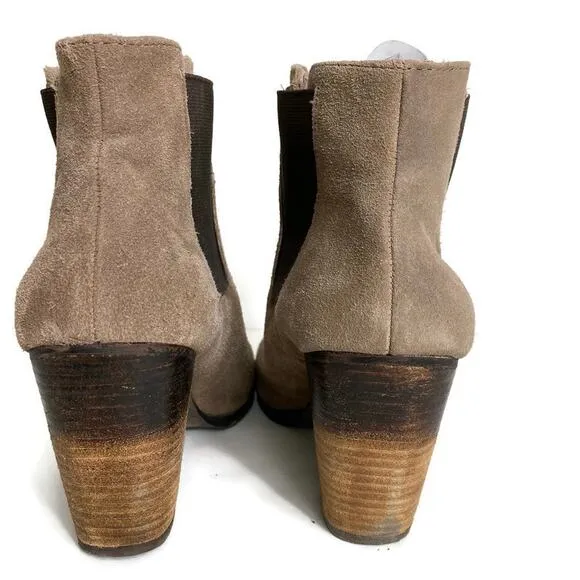 Vince Camuto Hessa Boots Suede Slip On Chelsea Ankle Ombre Heel Tan Size 8.5B