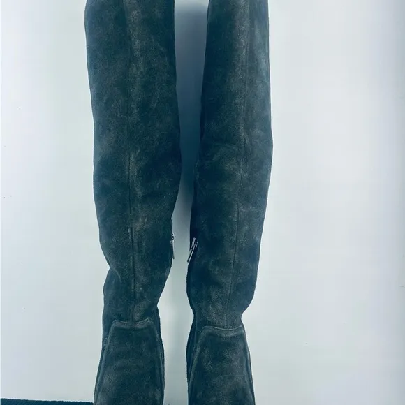 vince camuto tall  heeled grey suede boots