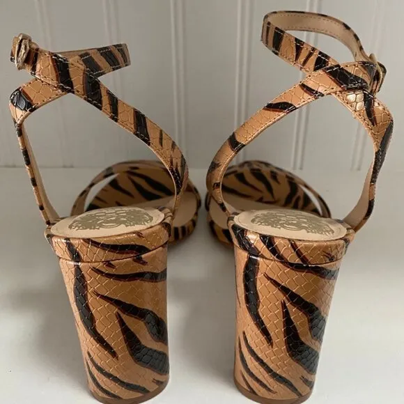 Vince Camuto Womens Kresseya Faux Leather Animal Print Heel Sandals Size 8M