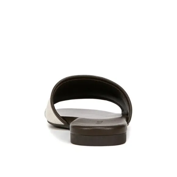 VINCE 'Debra-2B' Leather/Linen Slide Sandals, Clove/Linen
