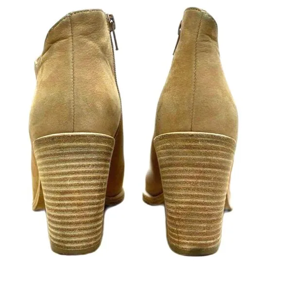Vince Easton Tan Nubuck Suede Leather Ankle Boots Booties - Size 8.5