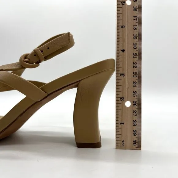 VINCE Luella Leather Slingback Sandals Women 9 Nude Tan Strappy Square Toe Block