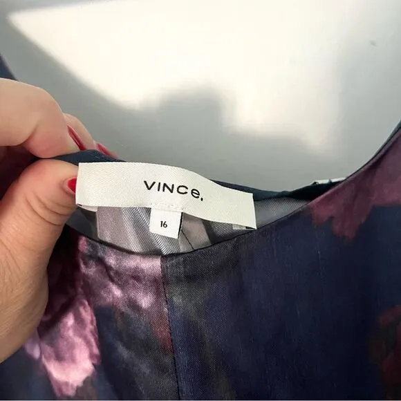 Vince Night Garden Square Neck Satin Slip Dress Size 6 NWT