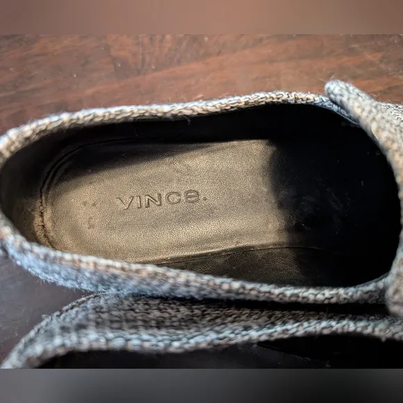 Vince. Zeta Tweed Platform Loafers.  Grey.  Women's 6. GUC